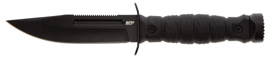 Smith & Wesson M&P Special Ops High Carbon S.S. Full Tang Fixed Blade Survival Knife with Clip Point Rubberized Handle Sawback and Pommel