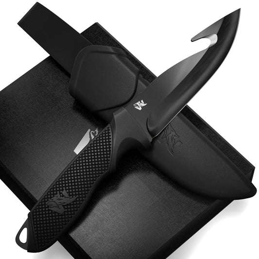 ODENWOLF HUNTER 2 - Tactical Hunting Knife with Gut Hook - Deer Skinning Knife for Hunting - Fixed Blade with Sheath -