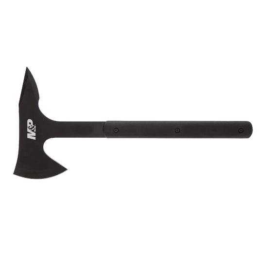 Smith & Wesson M&P Extraction & Evasion 16in S.S. Full Tang Tactical Axe with a Spearpoint Spine Rubberized Handle and Sheath for Outdoor Survival and EDC